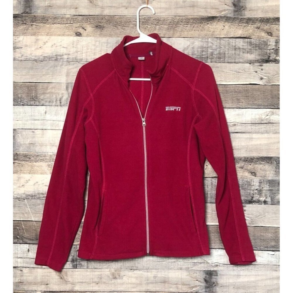 ESPN Jacket Womens Size Small Lightweight Zip Up Fleece Pink